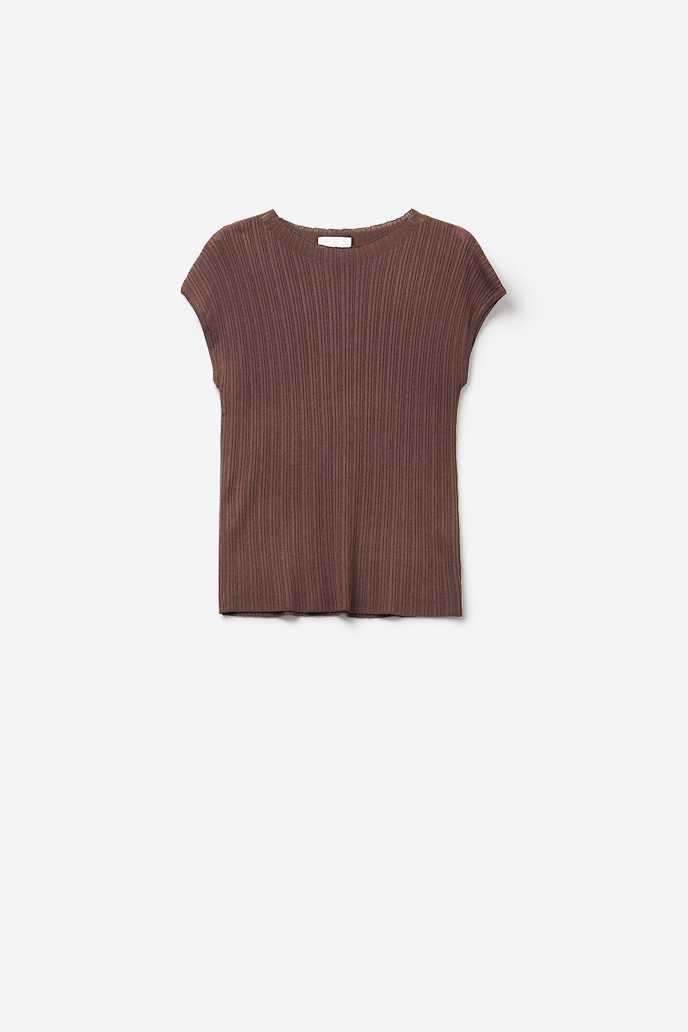 Camisola de manga comprida em malha canelada castanha