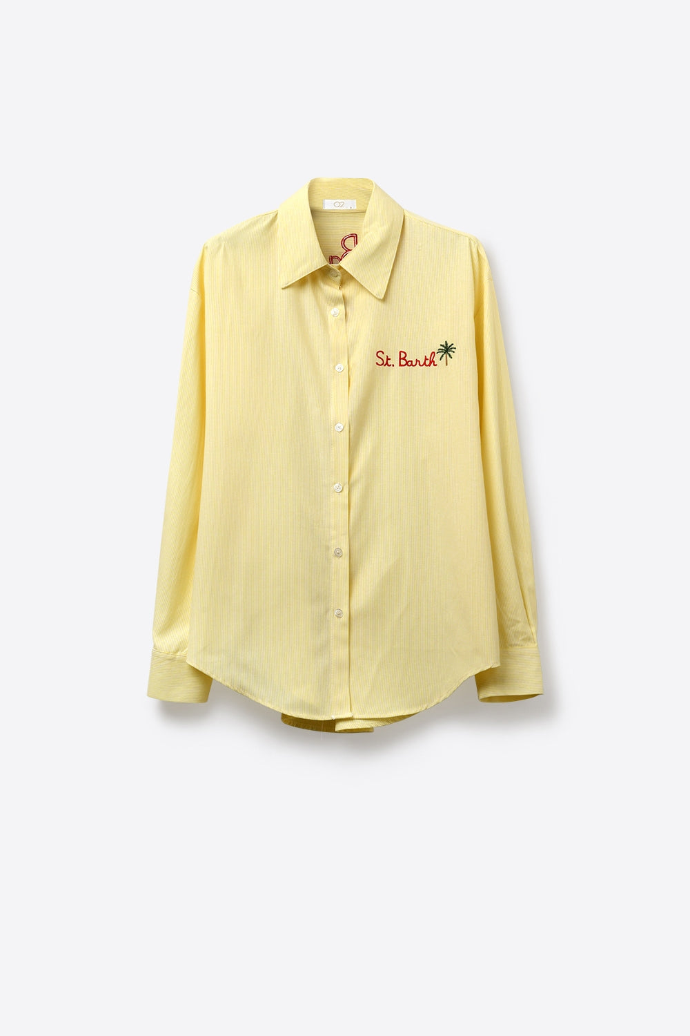 Camisa Amarela Listrada com Detalhe Bordado St Barth