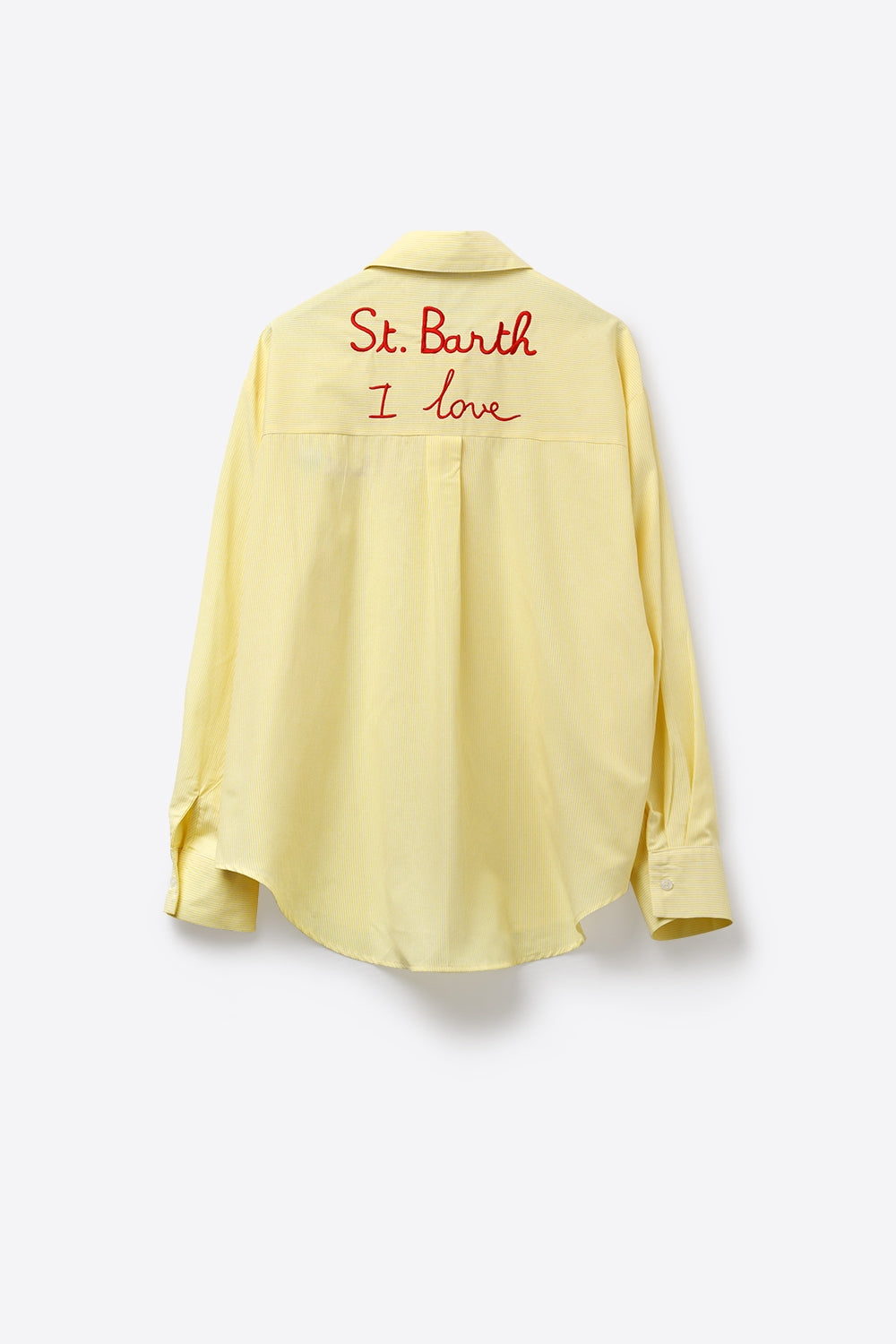 Camisa Amarela Listrada com Detalhe Bordado St Barth