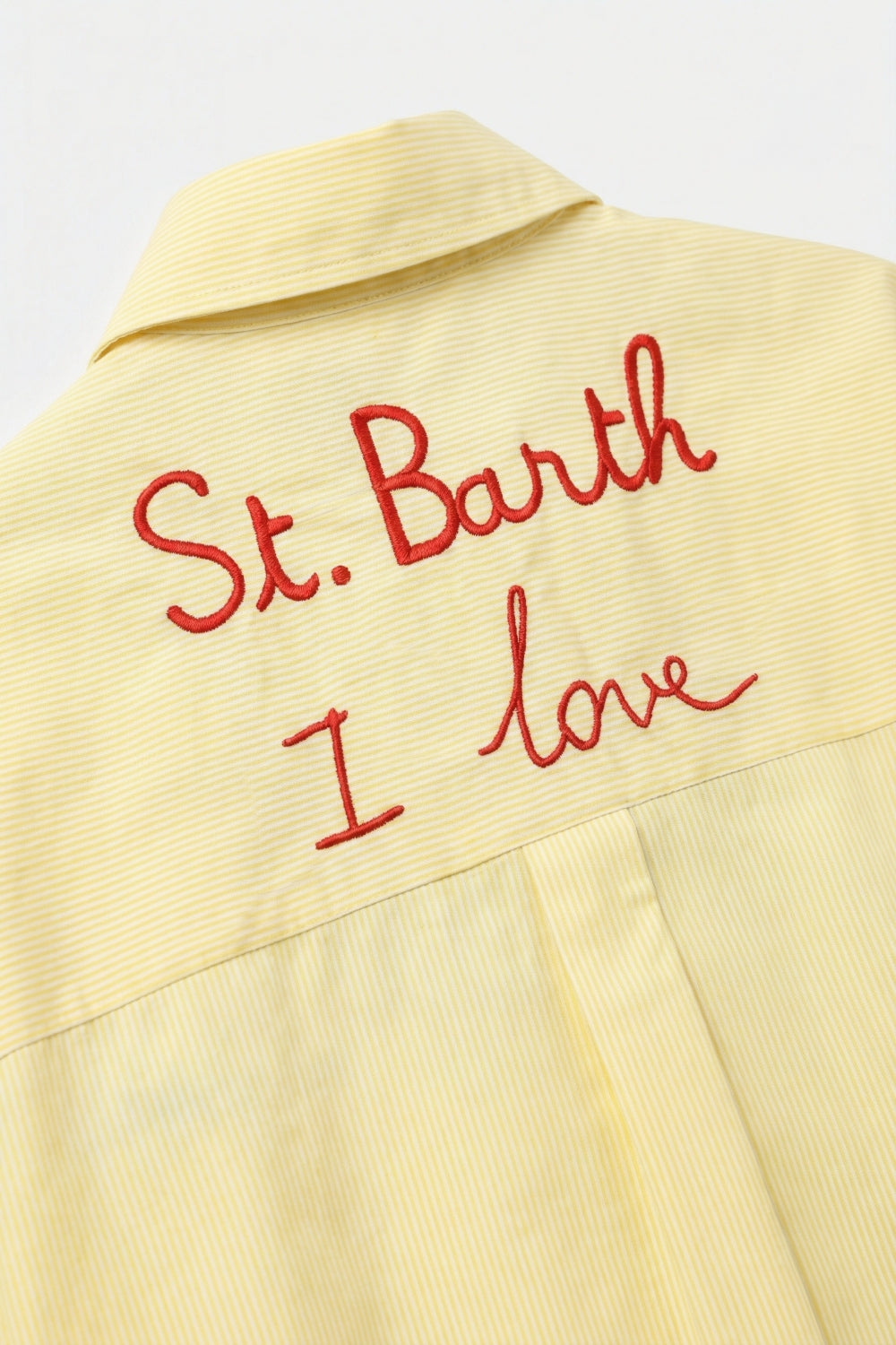 Camisa Amarela Listrada com Detalhe Bordado St Barth