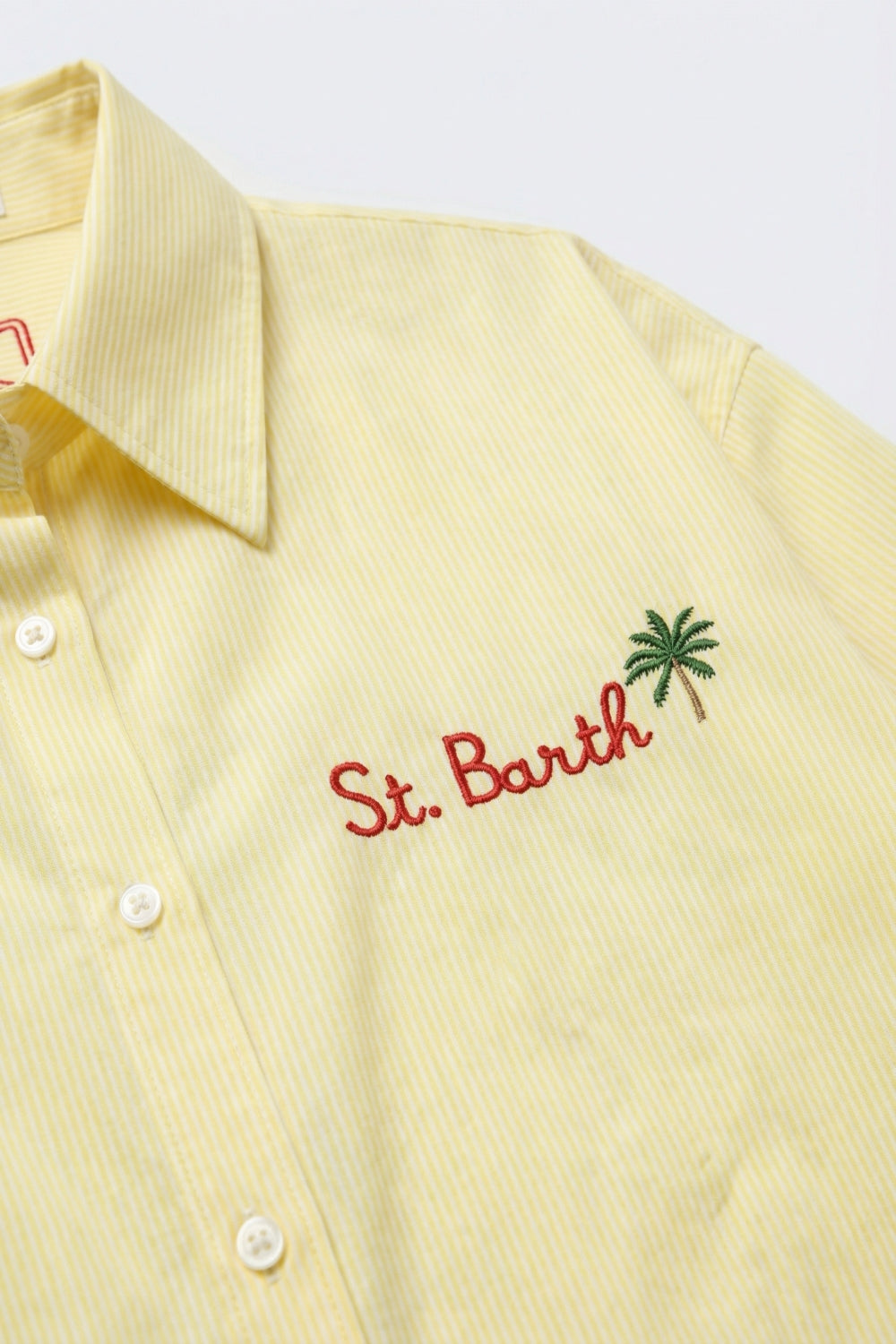 Camisa Amarela Listrada com Detalhe Bordado St Barth