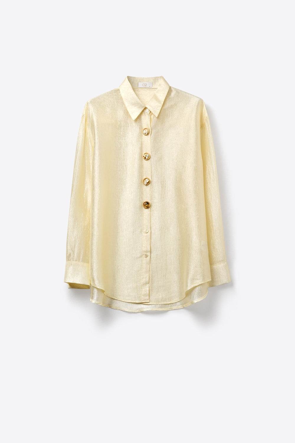 tecido brilhante blusa bege com botões retrô
