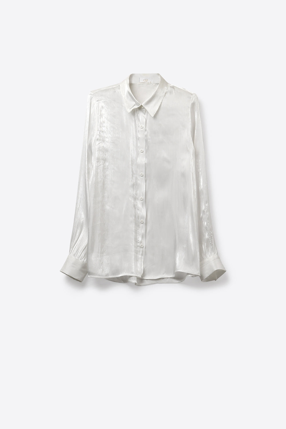 Camisa de cetim branca brilhante com botões