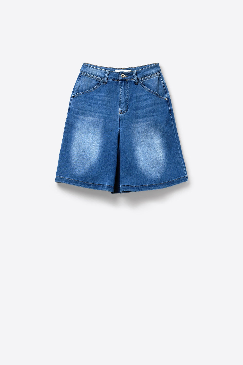 Calções de ganga largos de lavagem clara azul