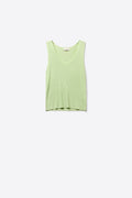 Tank Top em malha canelada com decote em V em verde menta