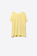 Top amarelo de malha canelada leve e de ajuste descontraído
