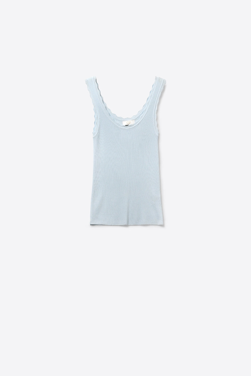 Camisola com nervuras azul-clara com rebordos recortados