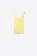 Tank Top amarelo de malha canelada com gola redonda