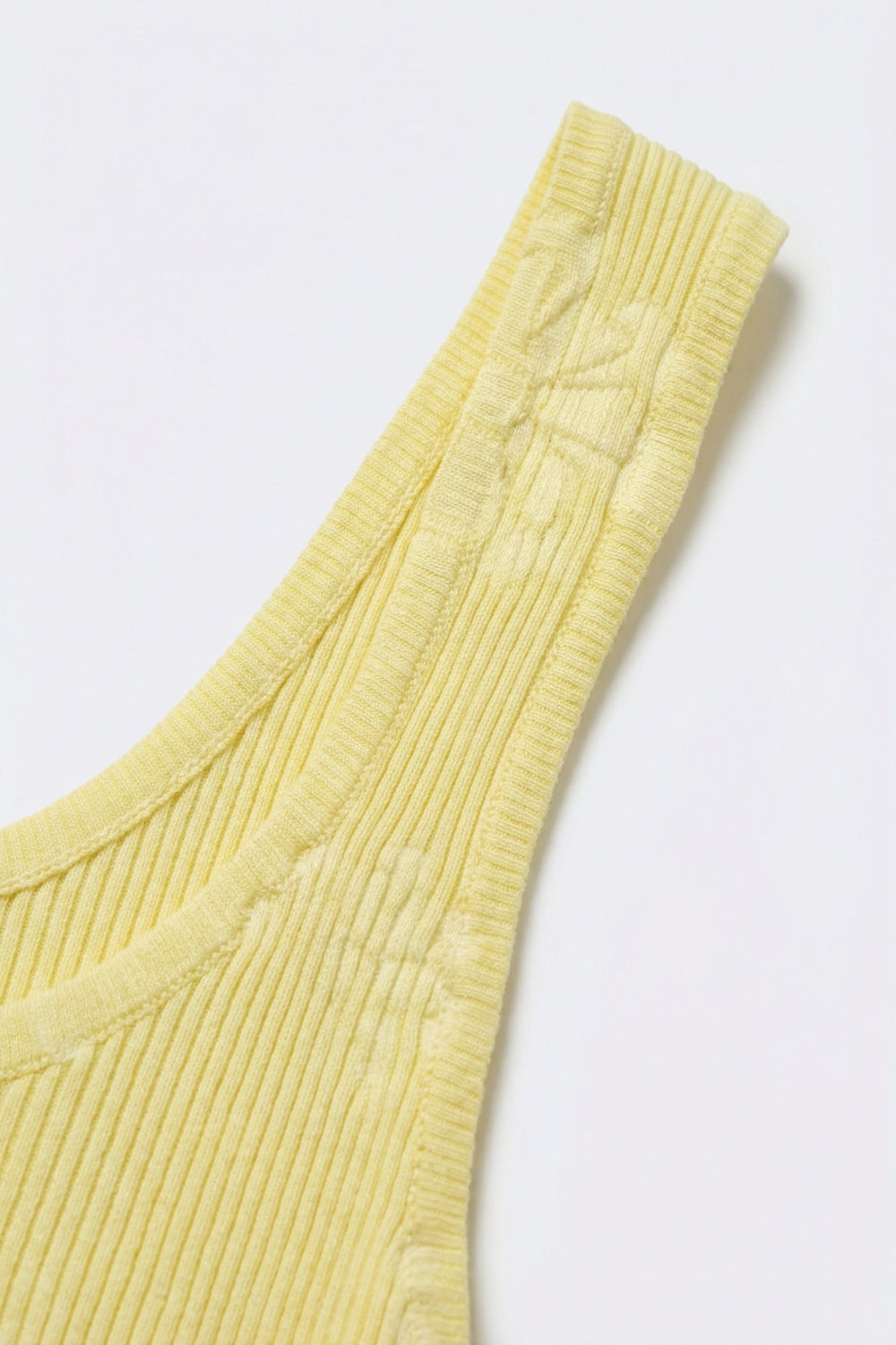 Tank Top amarelo de malha canelada com gola redonda