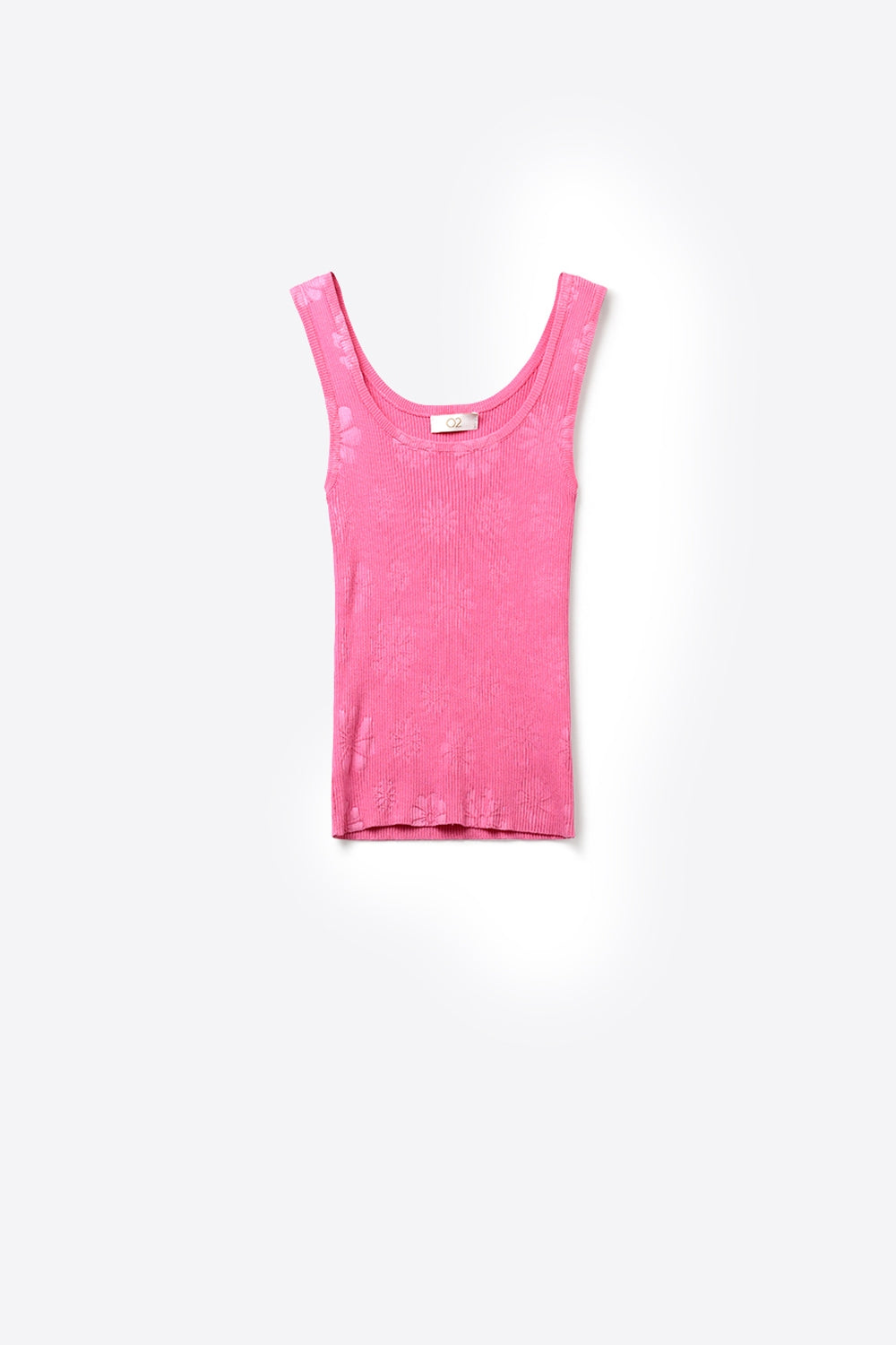 Camisola sem mangas em malha canelada cor-de-rosa para sobrepor