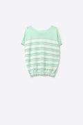 Camisola de manga curta de malha às riscas verde menta