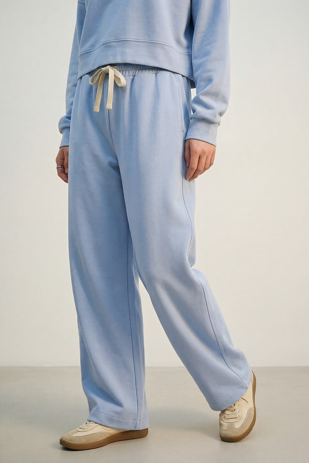 Calças Jogger de malha super-suave em azul com cintura com cordão