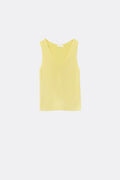 Top amarelo sem mangas de malha fina com decote em V