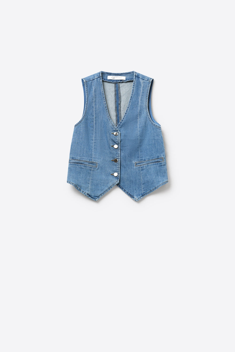 Colete Jeans Azul Claro com Fechamento de Botão