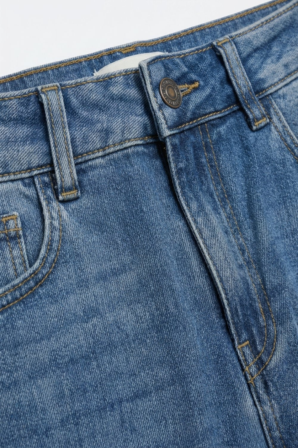 Jeans Balão Descontraídos de Cintura Alta em Denim Lavagem Clara