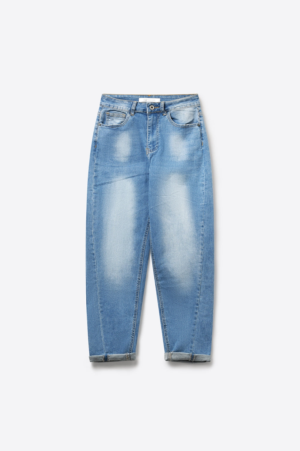 Jeans Mom Fit de Denim Azul Claro em Comprimento Tornozelo