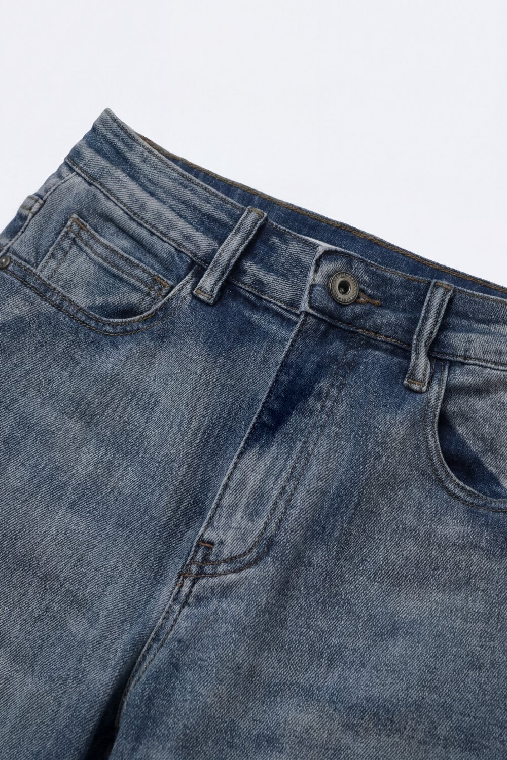 Vintage Wash Mom-fit Stretch Jeans