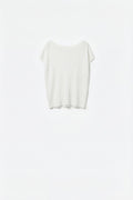 Camisola branca de malha fina com gola redonda