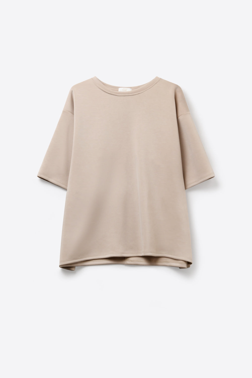 Camiseta de manga curta com ajuste relaxado e gola careca em bege