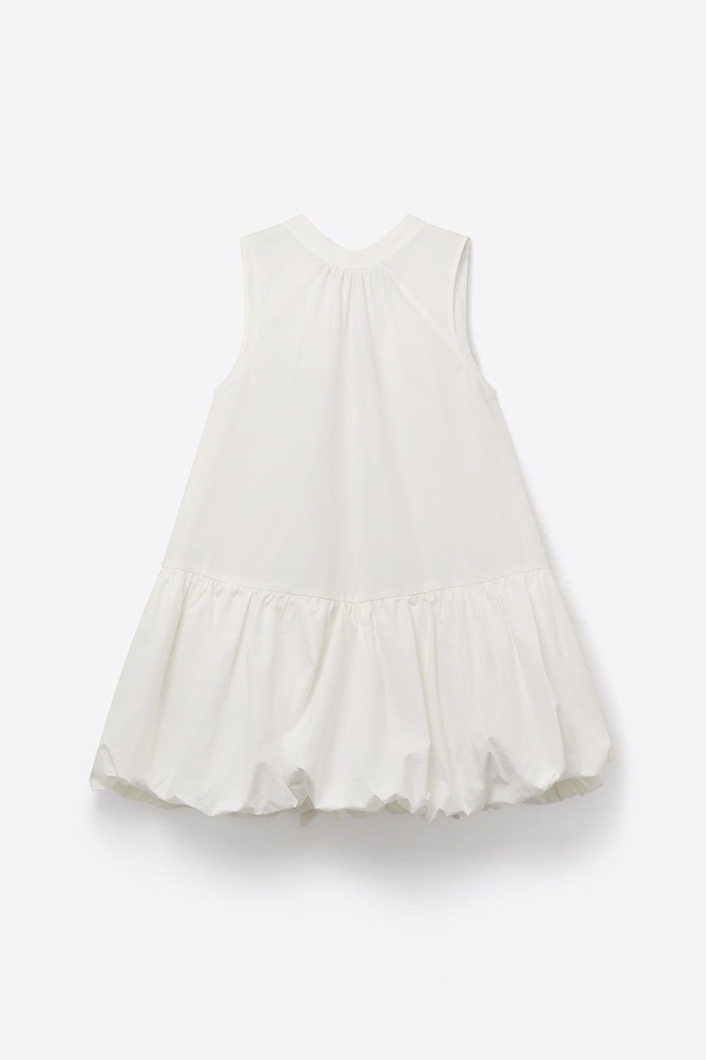 Vestido sem mangas de popeline branco com bainha estilo balão