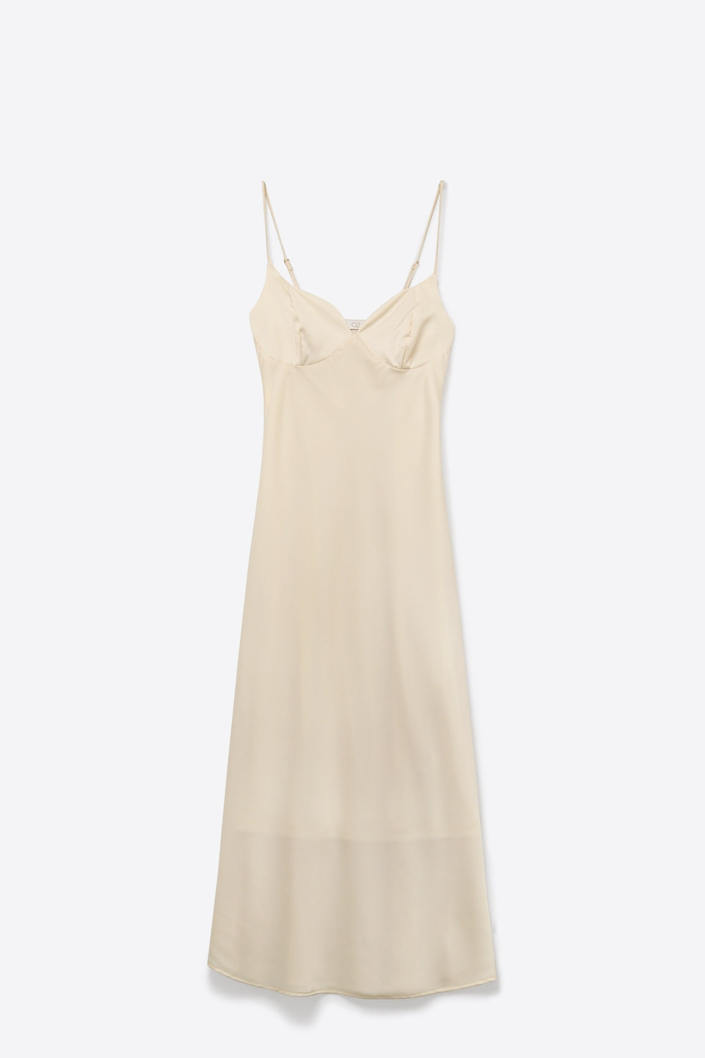Vestido Slip Creme com Alças Ajustáveis e Decote em V