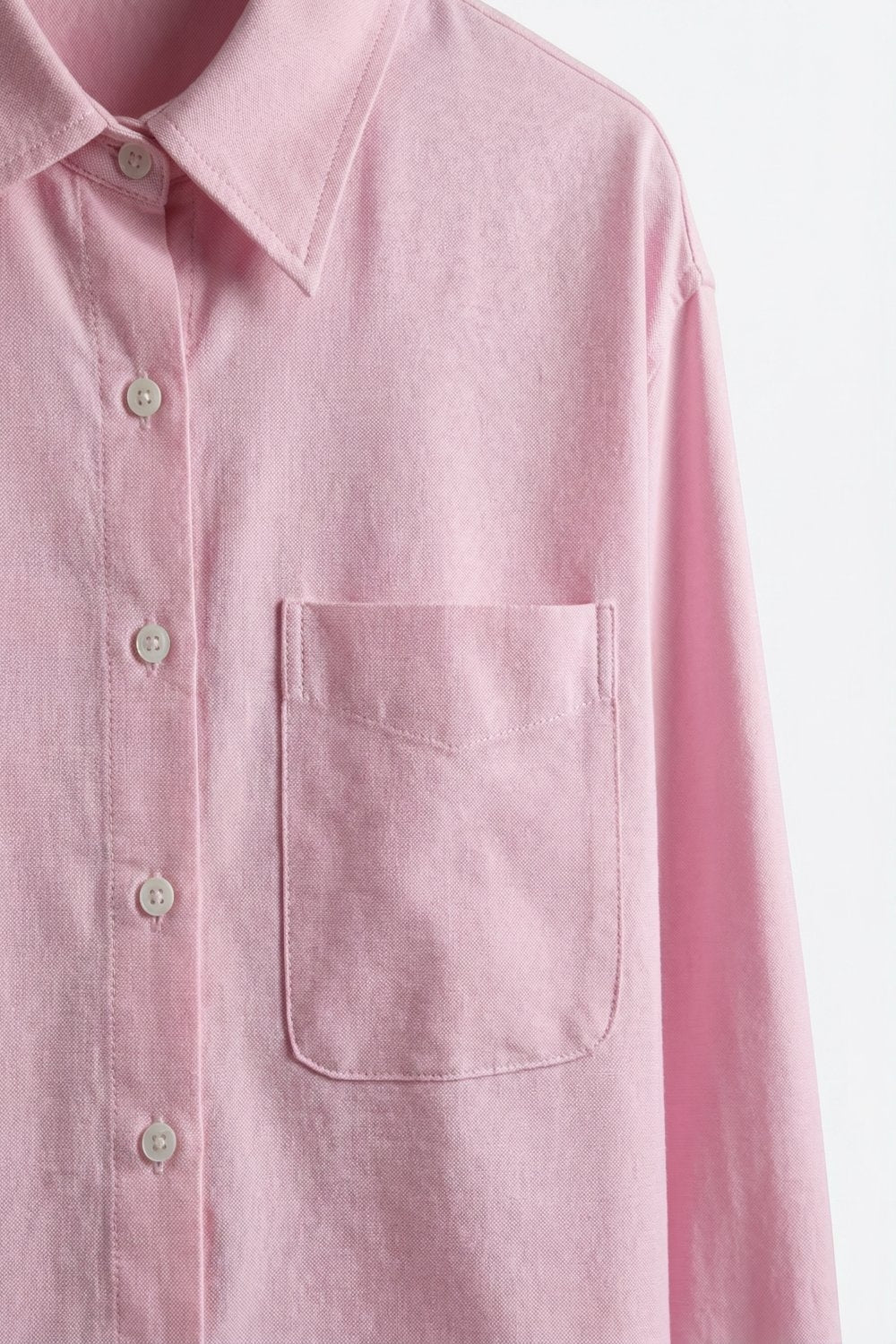 Camisa Cropped Rosa com Botões e Gola