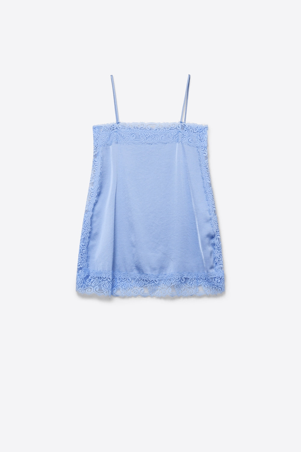 Top de Cetim com Renda Azul Claro