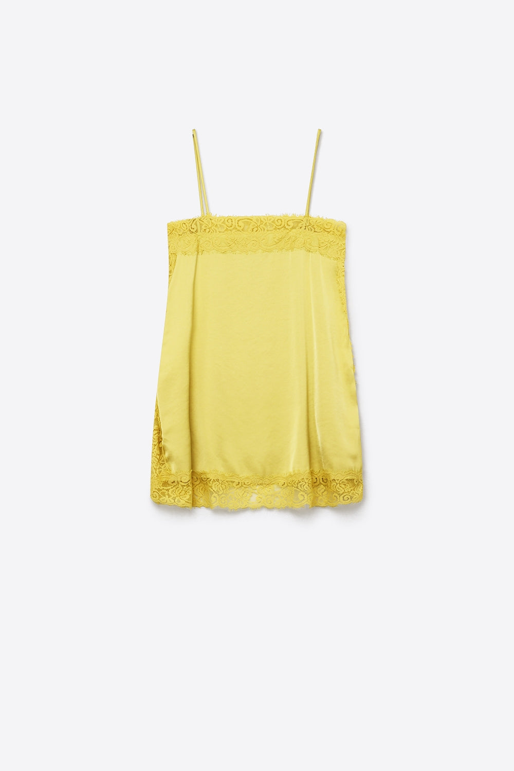 Top de Cetim Amarelo com Detalhes de Renda