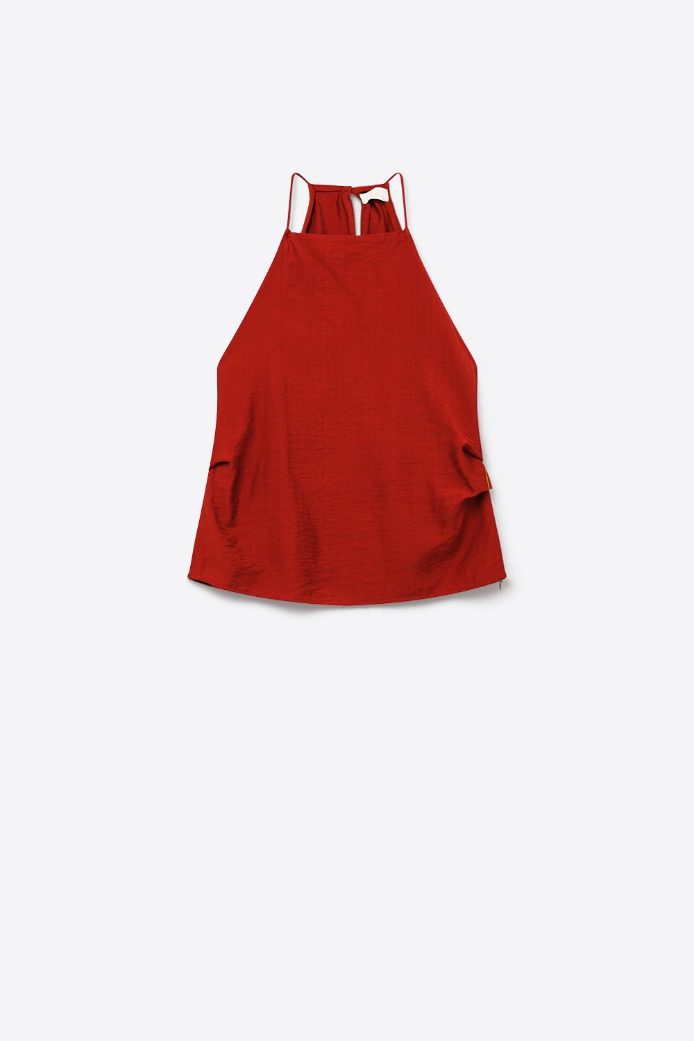 Top Sem Mangas de Pescoço Halter com Textura Terracota