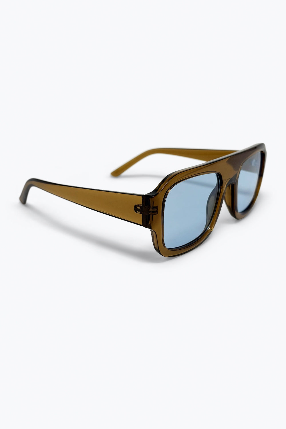 Óculos de Sol com Armação Quadrada Oversized Marrom Oliva