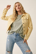 Jaqueta Jeans Amarelo Manteiga com Fecho de Botões na Frente