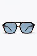 Óculos de Sol Aviador Marrom Tartaruga com Lentes Azuis