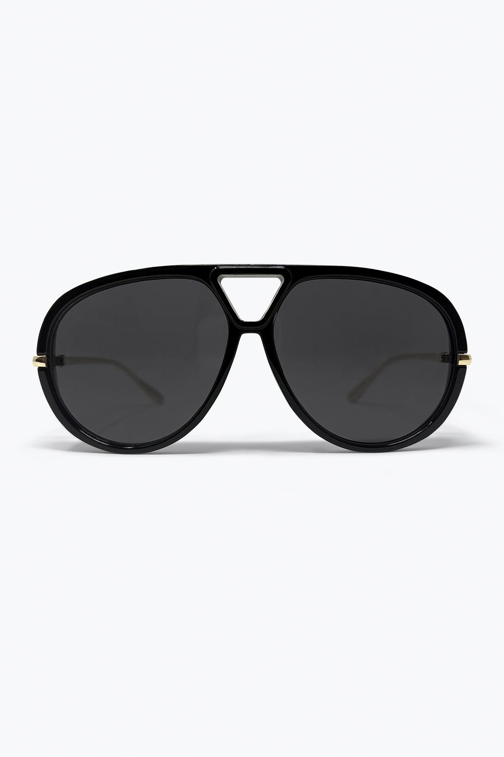 Óculos de Sol Aviador Oversized Pretos com Detalhes Dourados
