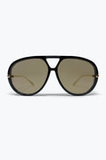 Óculos de Sol Estilo Aviador Preto com Lentes Marrons