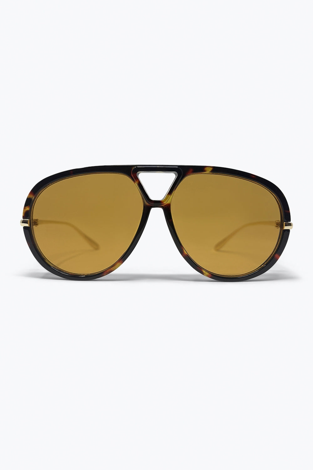 Óculos de Sol Estilo Aviador Marrom Tartaruga com Lente Âmbar