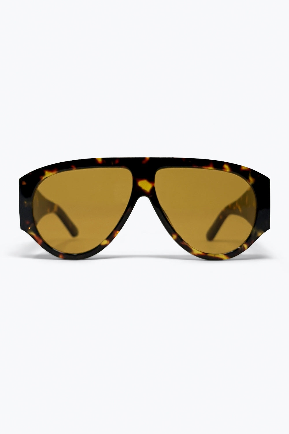 Óculos de Sol Escudo Oversized Marrom Tartaruga