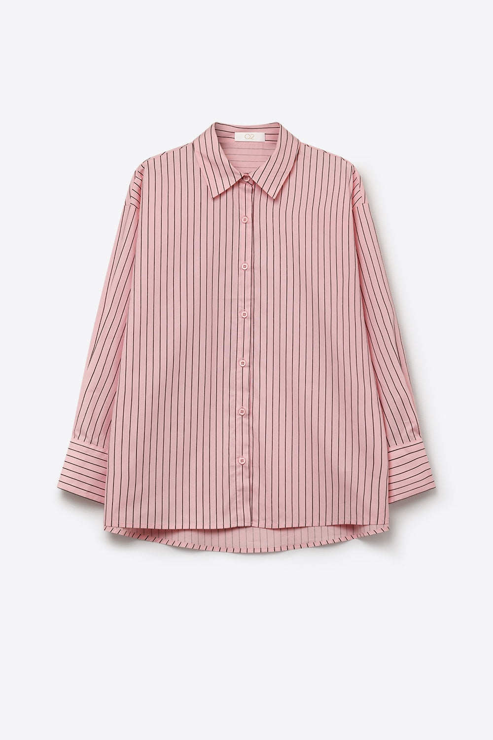 Camisa leve listrada em rosa claro