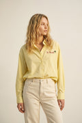 Camisa Amarela Listrada com Detalhe Bordado St Barth