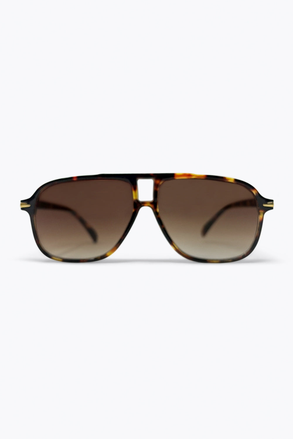 Óculos de Sol com Lentes em Degradê e Armação Aviador Padrão Tartaruga Multicolorido