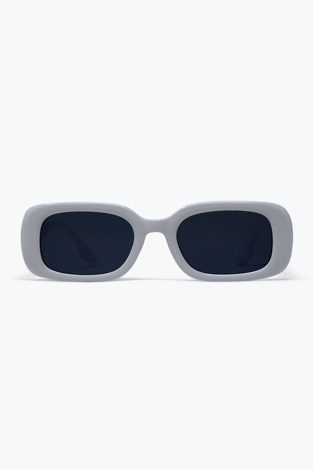 Óculos de Sol Modernos com Armação Branca e Lentes Retangulares Chunky