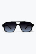 Óculos de Sol Oversized com Armação Geométrica e Lentes Pretas em Degradê