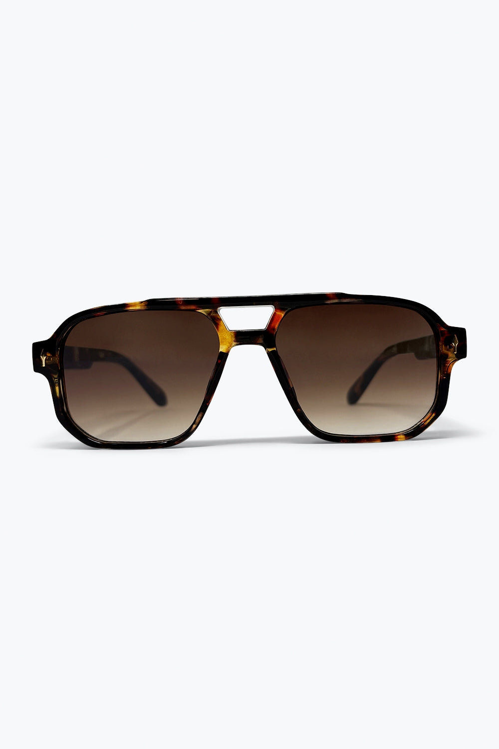 Óculos de Sol Aviador Oversized com Lentes em Gradiente e Armação em Acetato Tartaruga Multicolorida