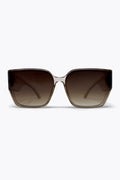 Armação Quadrada Oversized em Acetato com Degradê Marrom Óculos de Sol