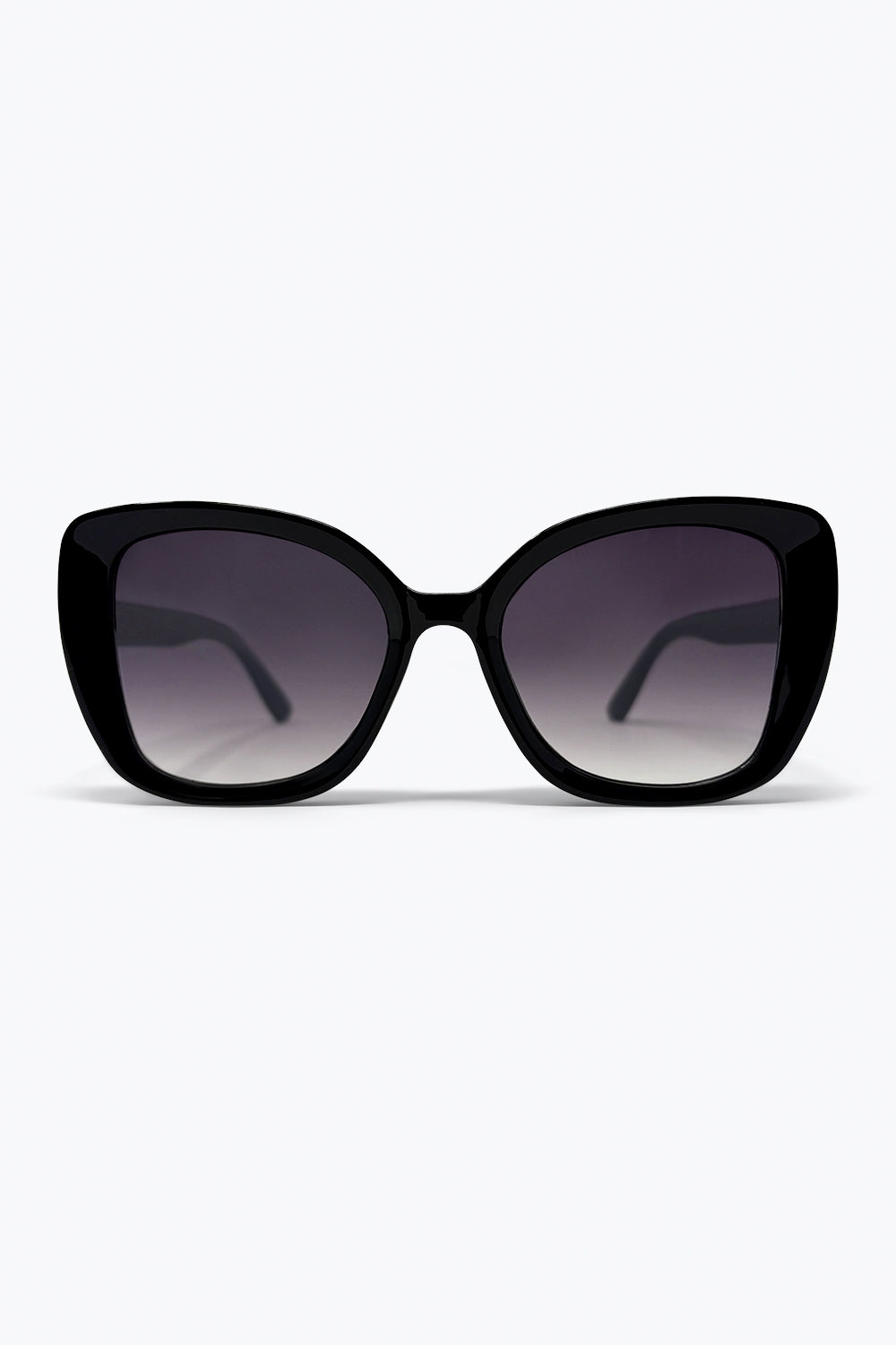 Óculos de Sol de Moda com Lentes Gradientes em Forma de Olho de Gato Oversized Pretos