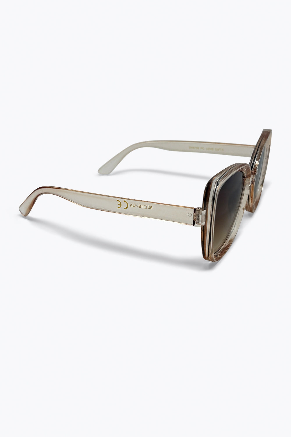 Óculos de Sol Quadrados com Lentes em Gradiente de Acetato Transparente Bege Oversize