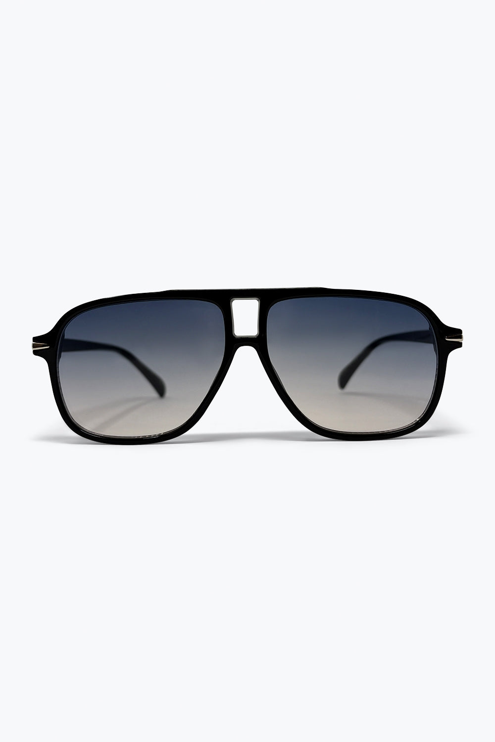 Óculos de Sol Aviador Oversize com Lentes Gradientes Pretas e Ponte Dupla
