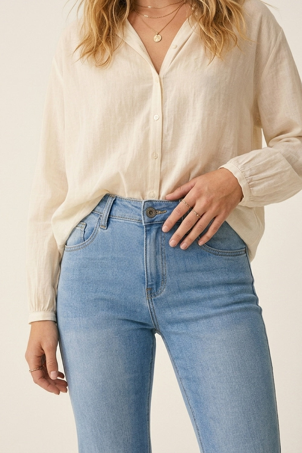 Jeans Flare Stretch Lavagem Clara