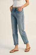 Vintage Wash Mom-fit Stretch Jeans