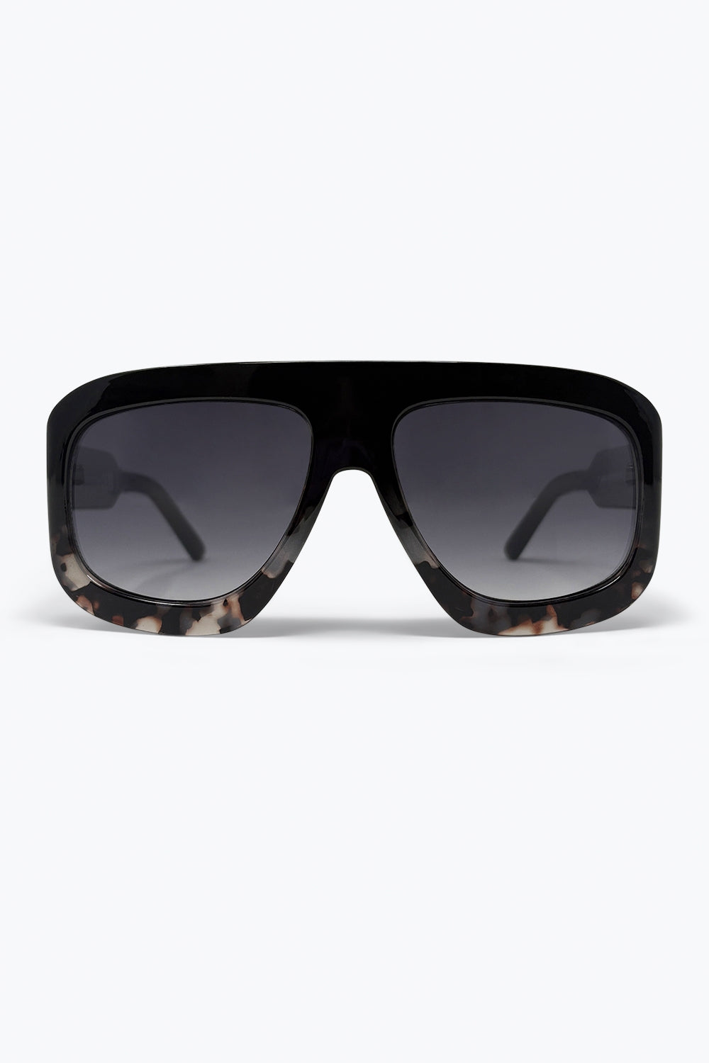 Armação Preto Tartaruga Óculos de Sol Oversized Shield Com Lentes Degradê