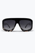 Armação Preto Tartaruga Óculos de Sol Oversized Shield Com Lentes Degradê